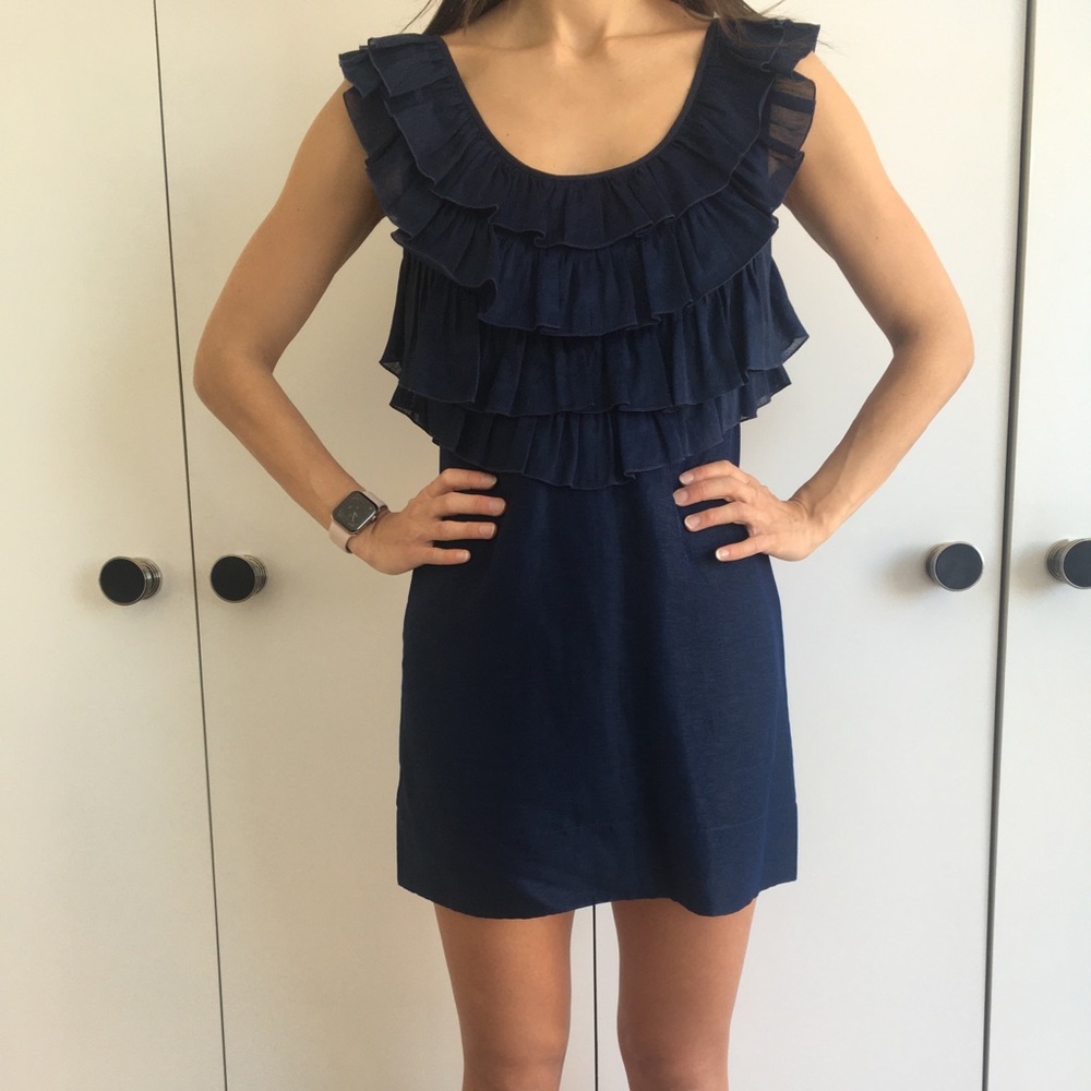 KAREN WALKER navy silk dress